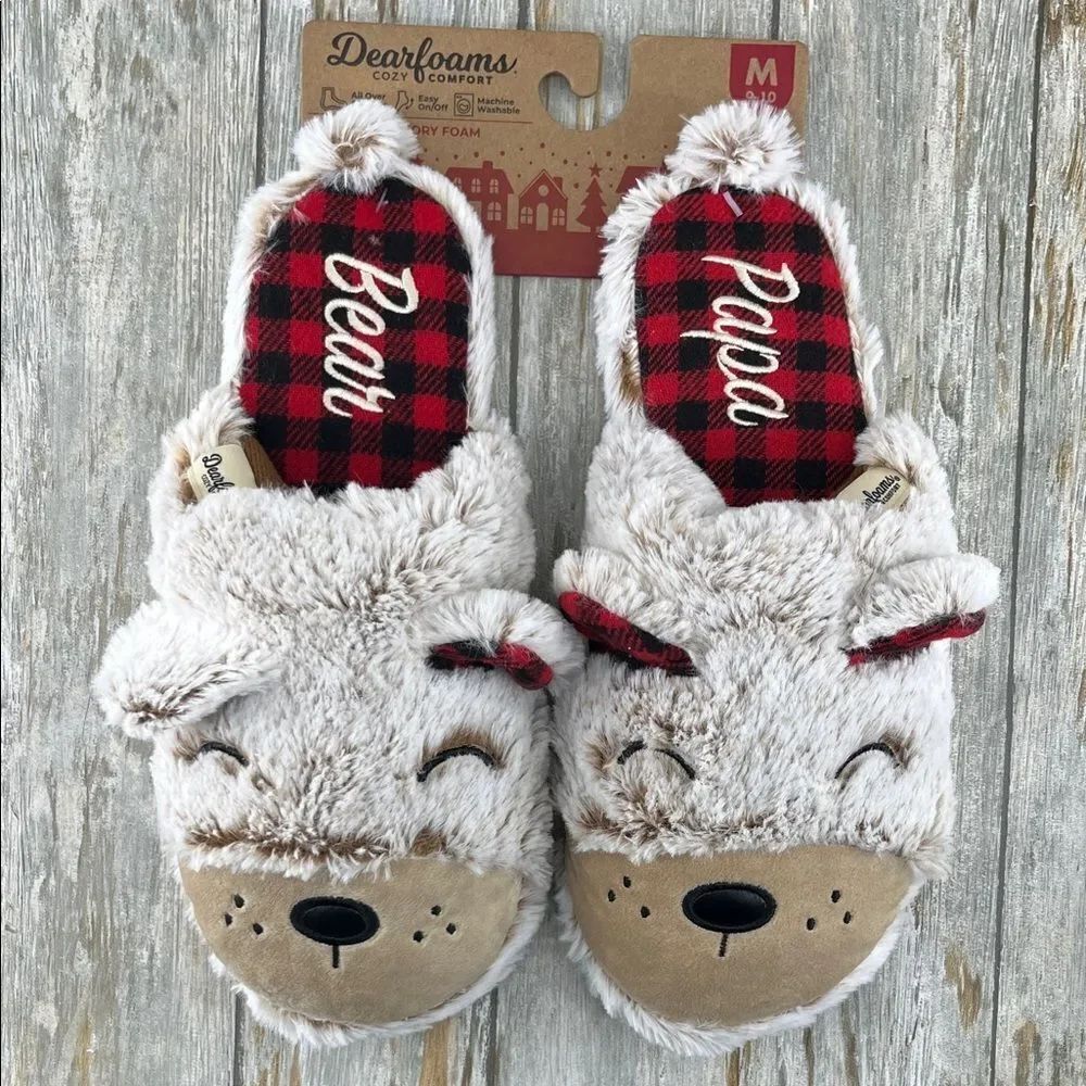 Men’s Dearfoams Cozy Comfort Papa Bear Slippers Shoes Size M 9-10